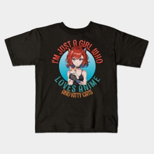 I'm Just a Girl Who Loves Anime and Cats Kids T-Shirt